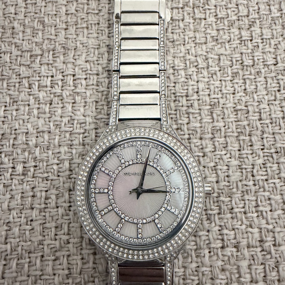 Michael Kors Silver Crystal-Embellished Watch